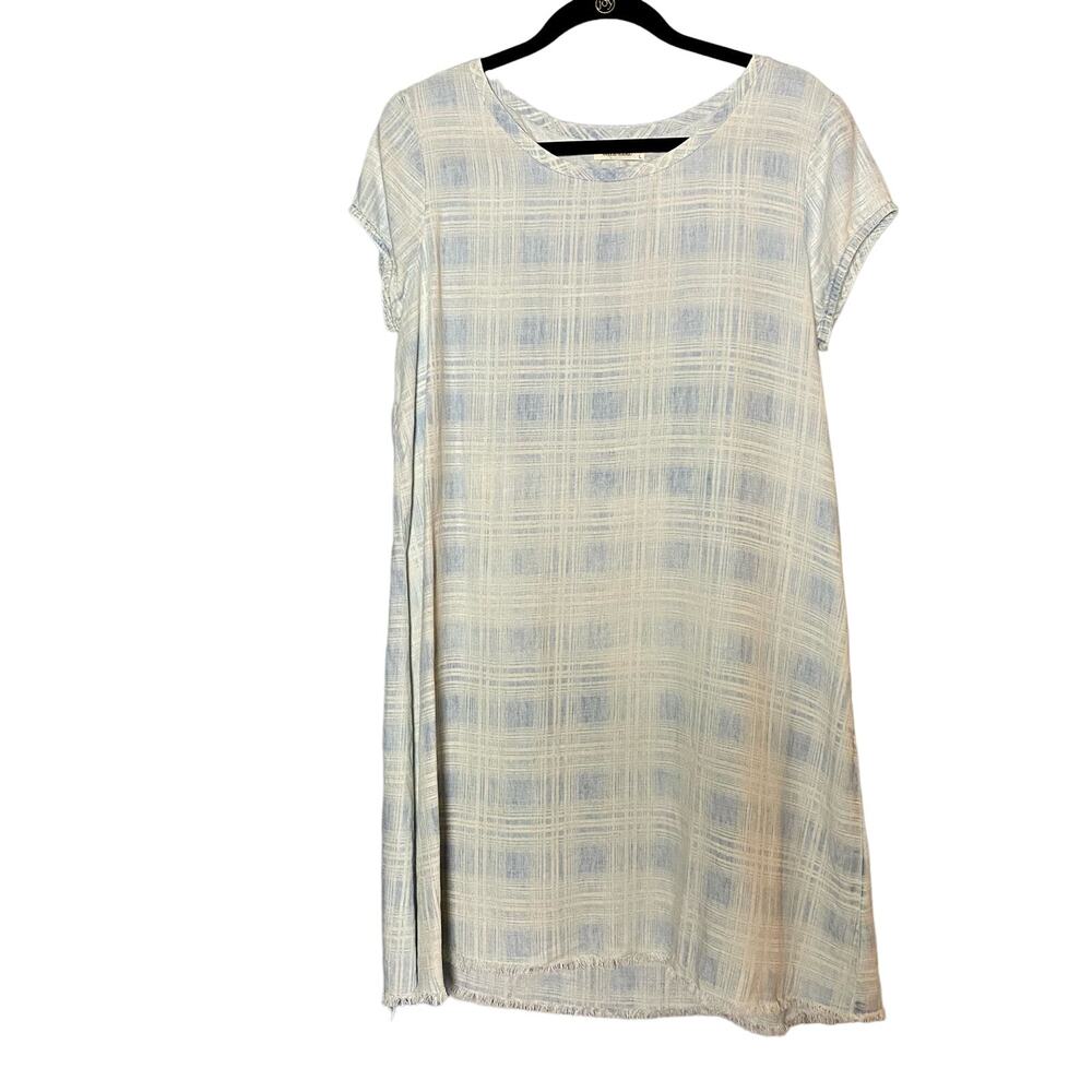 Bella Dahl Short Sleeve Chambray Plaid Dress size Large Casual Cottagecore